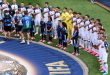 TORONTO, ONTARIO - JUNE 12: Bosnia and Herzegovina players stand for the national anthem before the FIFA World Cup 2026 Group B match between Canada and Bosnia and Herzegovina at Toronto Stadium on June 12, 2026 in Toronto, Ontario. (Photo by Ezra Shaw - FIFA/FIFA via Getty Images)