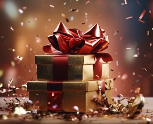 Colorful gift box, creating a festive and joyful atmosphere