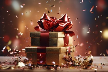 Colorful gift box, creating a festive and joyful atmosphere