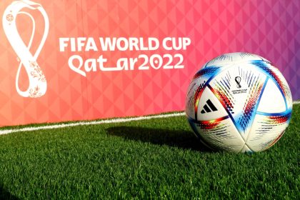 DOHA, QATAR - MARCH 30: al-Rihla, the official adidas matchball for the FIFA World Cup Qatar 2022 is pictured on March 30, 2022 in Doha, Qatar. (Photo by Alexander Hassenstein - FIFA/FIFA via Getty Images)